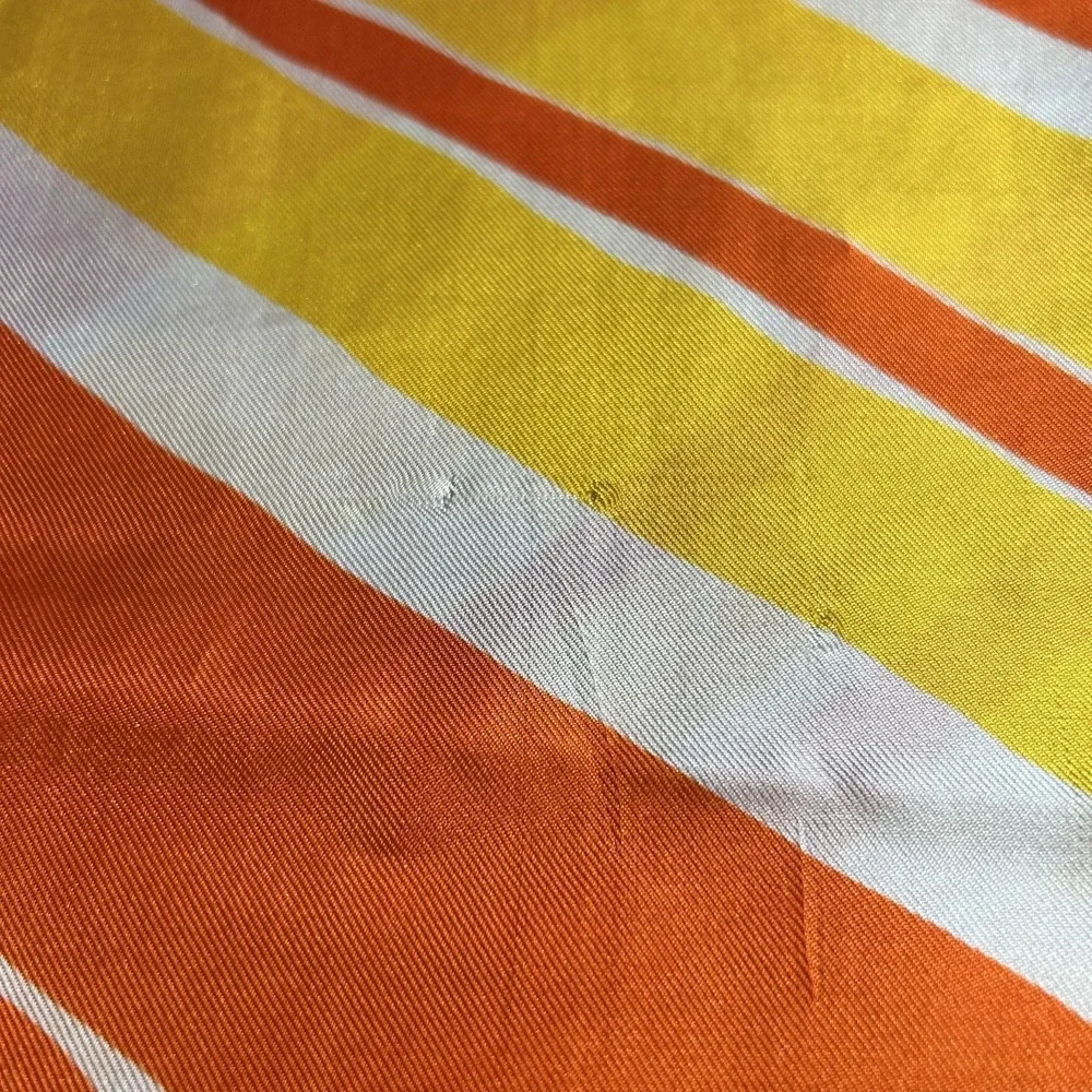 Vintage 60s ECHO 100%‎ Silk Scarf Orange, Yellow & White Striped 64 X 15